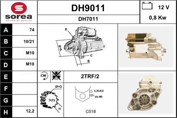 SNRA DH9011 - Starteris adetalas.lv