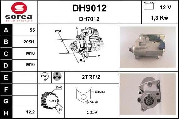 SNRA DH9012 - Starteris adetalas.lv