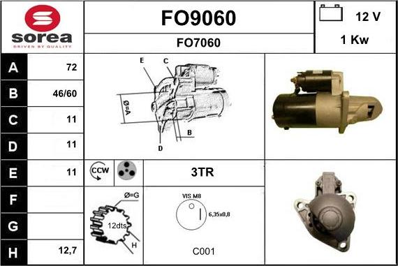 SNRA FO9060 - Starteris adetalas.lv