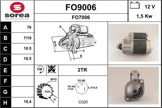 SNRA FO9006 - Starteris adetalas.lv