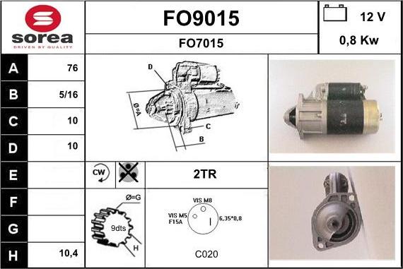 SNRA FO9015 - Starteris adetalas.lv