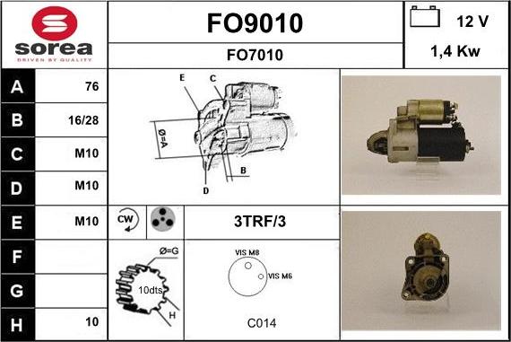 SNRA FO9010 - Starteris adetalas.lv