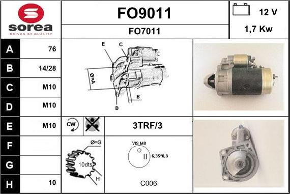 SNRA FO9011 - Starteris adetalas.lv