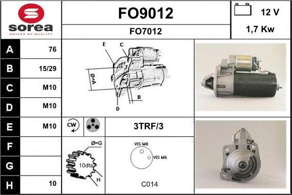 SNRA FO9012 - Starteris adetalas.lv