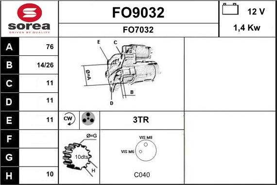 SNRA FO9032 - Starteris adetalas.lv