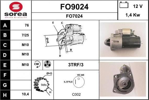 SNRA FO9024 - Starteris adetalas.lv