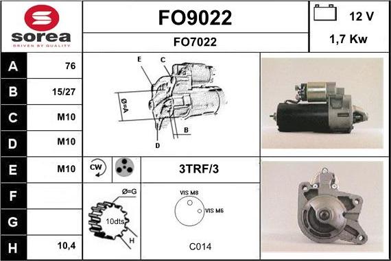 SNRA FO9022 - Starteris adetalas.lv