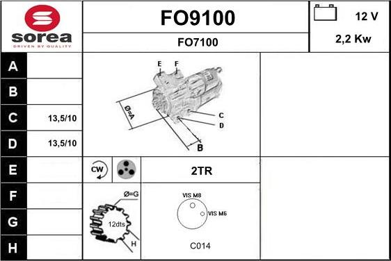 SNRA FO9100 - Starteris adetalas.lv