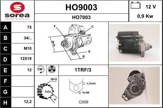 SNRA HO9003 - Starteris adetalas.lv