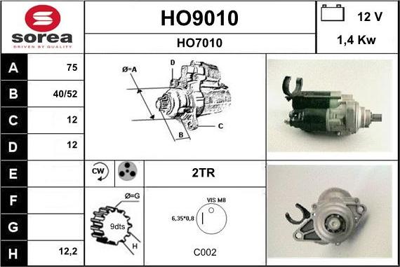 SNRA HO9010 - Starteris adetalas.lv