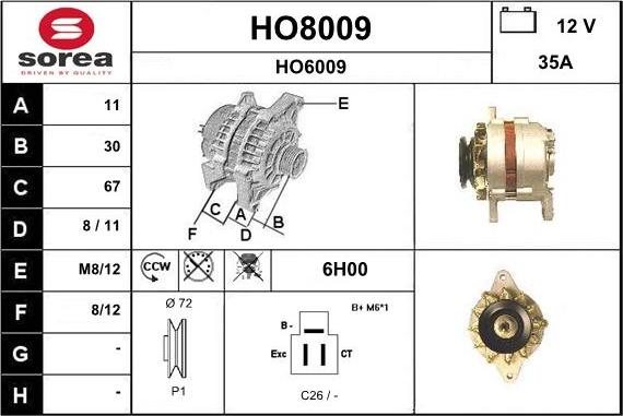 SNRA HO8009 - Ģenerators adetalas.lv