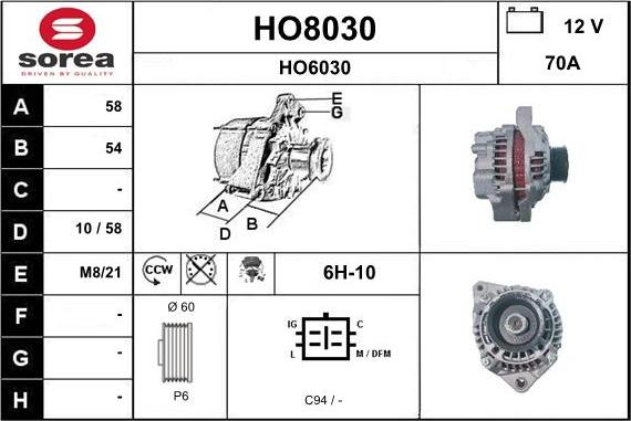 SNRA HO8030 - Ģenerators adetalas.lv