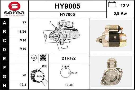 SNRA HY9005 - Starteris adetalas.lv