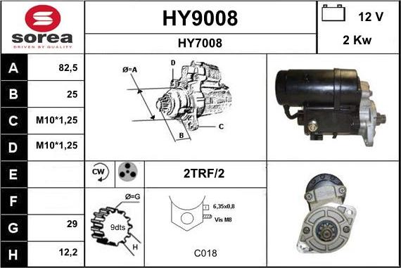 SNRA HY9008 - Starteris adetalas.lv