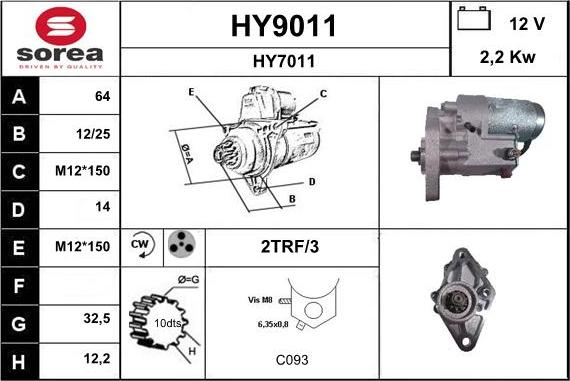 SNRA HY9011 - Starteris adetalas.lv