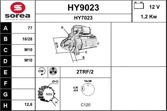 SNRA HY9023 - Starteris adetalas.lv