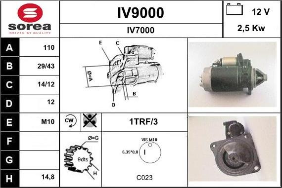 SNRA IV9000 - Starteris adetalas.lv