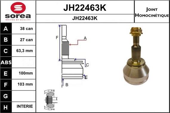 SNRA JH22463K - Šarnīru komplekts, Piedziņas vārpsta adetalas.lv