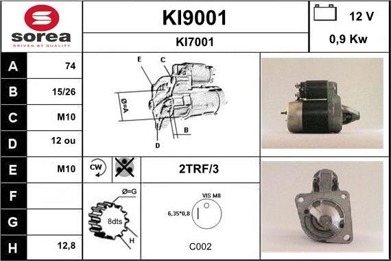 SNRA KI9001 - Starteris adetalas.lv