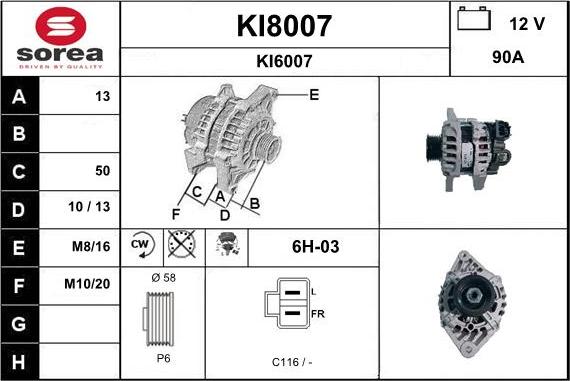 SNRA KI8007 - Ģenerators adetalas.lv