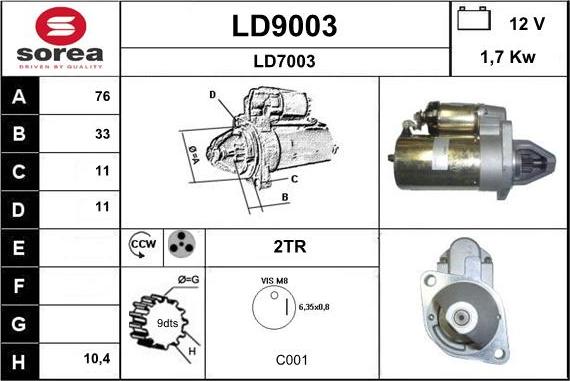 SNRA LD9003 - Starteris adetalas.lv