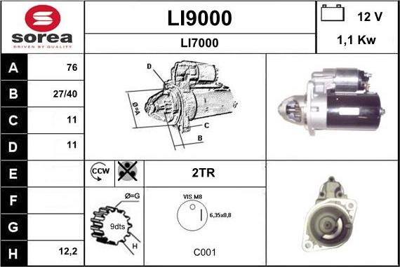 SNRA LI9000 - Starteris adetalas.lv