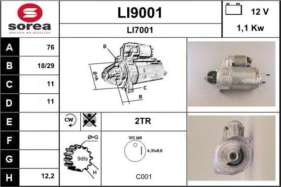 SNRA LI9001 - Starteris adetalas.lv