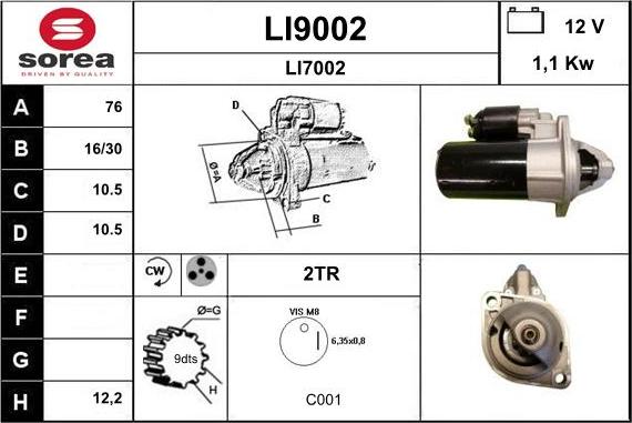 SNRA LI9002 - Starteris adetalas.lv