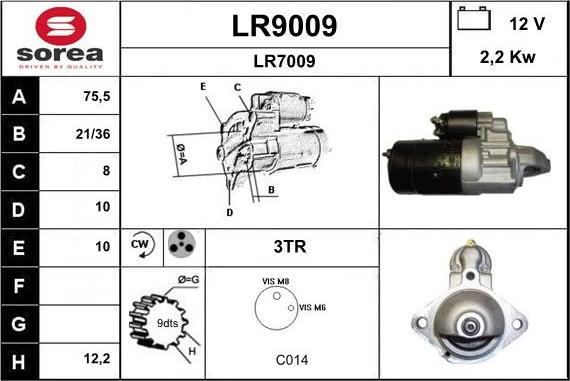 SNRA LR9009 - Starteris adetalas.lv