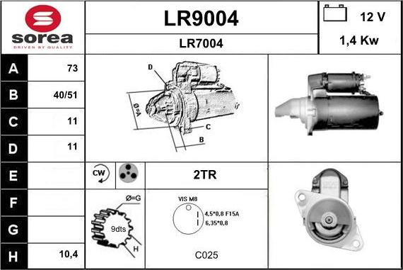 SNRA LR9004 - Starteris adetalas.lv