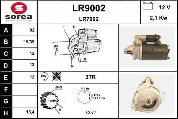 SNRA LR9002 - Starteris adetalas.lv