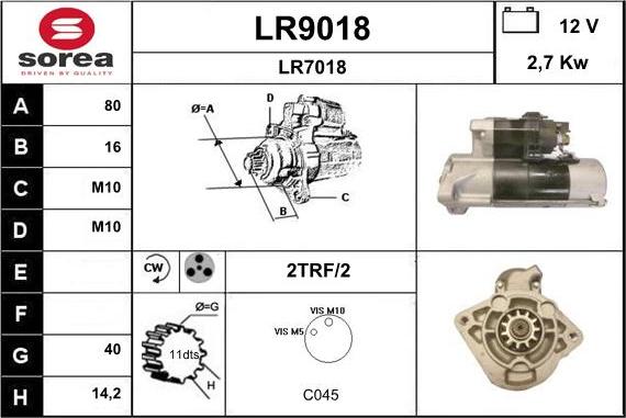 SNRA LR9018 - Starteris adetalas.lv