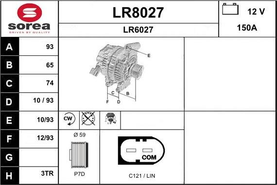 SNRA LR8027 - Ģenerators adetalas.lv