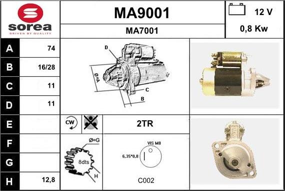 SNRA MA9001 - Starteris adetalas.lv