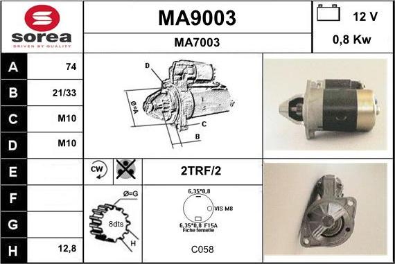 SNRA MA9003 - Starteris adetalas.lv