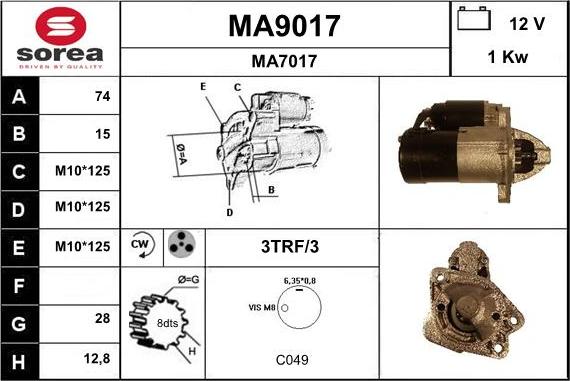 SNRA MA9017 - Starteris adetalas.lv