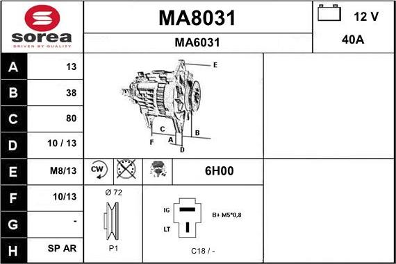 SNRA MA8031 - Ģenerators adetalas.lv