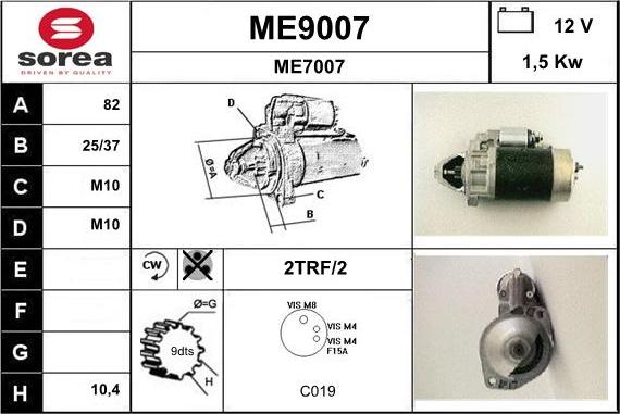 SNRA ME9007 - Starteris adetalas.lv