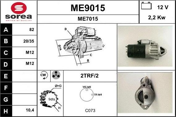 SNRA ME9015 - Starteris adetalas.lv