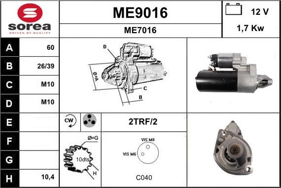 SNRA ME9016 - Starteris adetalas.lv