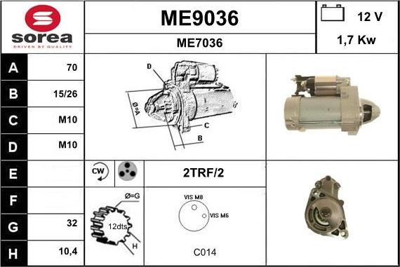 SNRA ME9036 - Starteris adetalas.lv