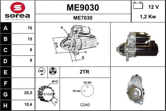 SNRA ME9030 - Starteris adetalas.lv