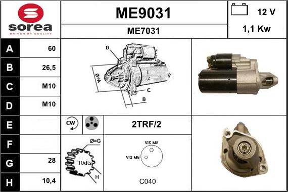 SNRA ME9031 - Starteris adetalas.lv