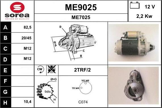 SNRA ME9025 - Starteris adetalas.lv