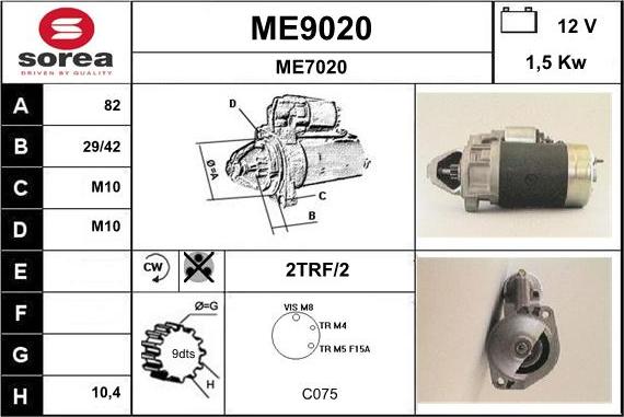 SNRA ME9020 - Starteris adetalas.lv