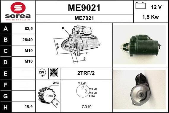 SNRA ME9021 - Starteris adetalas.lv