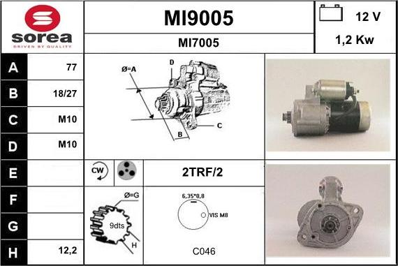 SNRA MI9005 - Starteris adetalas.lv