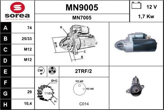 SNRA MN9005 - Starteris adetalas.lv