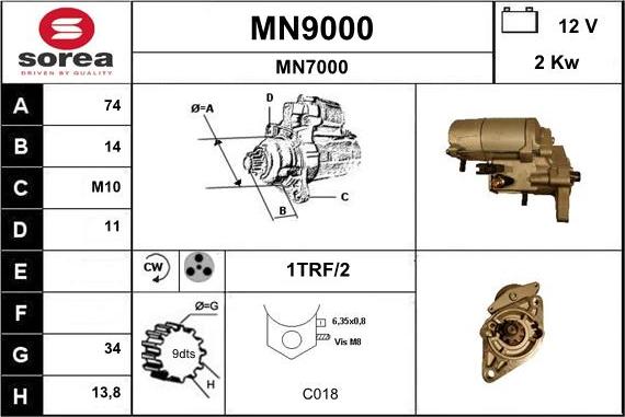 SNRA MN9000 - Starteris adetalas.lv