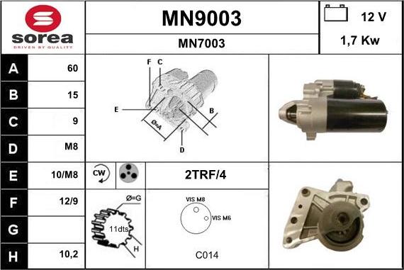 SNRA MN9003 - Starteris adetalas.lv